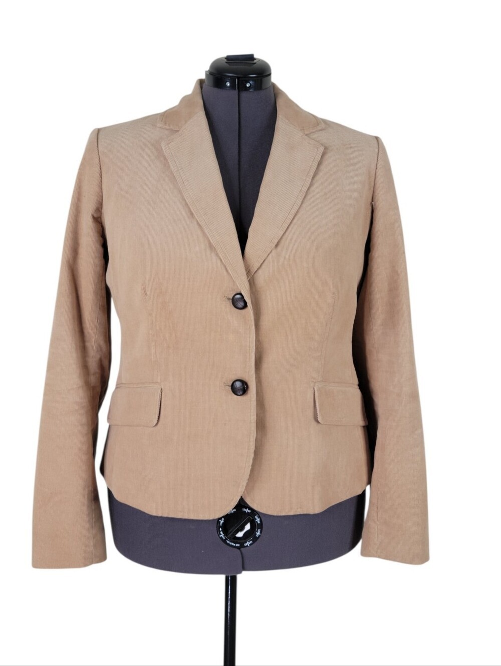 Talbots Corduroy Blazer Size 16 Tan Equestrian Elbow Patches Flap Pockets Vented